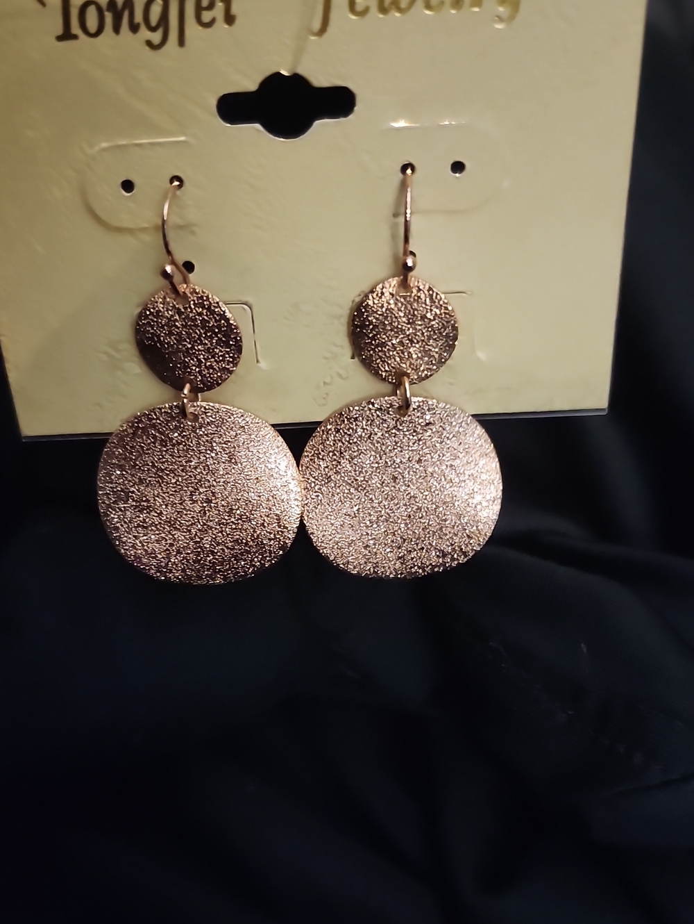 Rose Gold Double Disc Drop Earrings